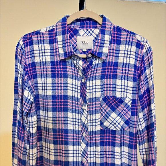 Rails Hunter White Candy Azure Plaid Long Sleeve Button Down Shirt - Picture 6 of 13